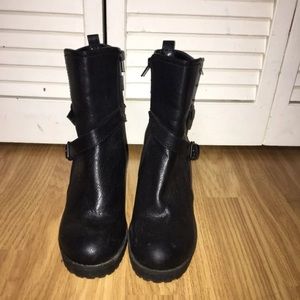 Black leather Moto boots